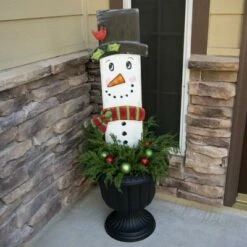 Deals 👏 Round Top Collection 52.25" Snowman Plank 🎅 Christmas Frosty Cardinal - Decorative Garden Stakes 💯
