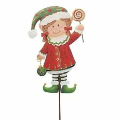 Budget 😍 Round Top Collection 35.25" Santa's Elf Girl ❄ Christmas Yard Stake - Decorative Garden Stakes ❤️