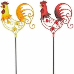 Top 10 😉 Okuna Outpost 4 Pack Metal Rooster Planter Stakes for Yard and Garden Décor, Lawn Decoration Accessories, 5.5 x 24.5 in ❤️ -Garden Decor Shop unnamed file 4897