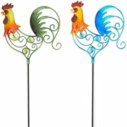 Top 10 😉 Okuna Outpost 4 Pack Metal Rooster Planter Stakes for Yard and Garden Décor, Lawn Decoration Accessories, 5.5 x 24.5 in ❤️ -Garden Decor Shop unnamed file 4898