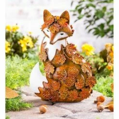 Cheapest β¨ Wind & Weather Handcrafted Metal Fox Sculpture Draped in Fall Leaves π