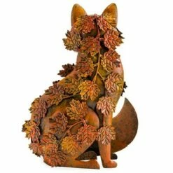 Cheapest ✨ Wind & Weather Handcrafted Metal Fox Sculpture Draped in Fall Leaves 🎁 -Garden Decor Shop unnamed file 498