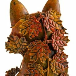 Cheapest ✨ Wind & Weather Handcrafted Metal Fox Sculpture Draped in Fall Leaves 🎁 -Garden Decor Shop unnamed file 499