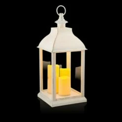 Budget 🤩 Alpine Corporation Alpine 22" Candlelit Lantern with LED Lights White ✔️ -Garden Decor Shop unnamed file 4991