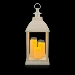Budget 🤩 Alpine Corporation Alpine 22" Candlelit Lantern with LED Lights White ✔️ -Garden Decor Shop unnamed file 4992
