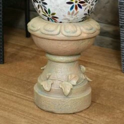 Best Sale ⭐ Sunnydaze Decor Sunnydaze Vintage Vine and Leaf Indoor/Outdoor Column-Style Gazing Globe Stand for Stemless Gazing Globes - 12" H - Autumn Leaf 🥰