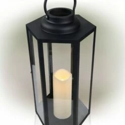 Wholesale 🎁 Alpine Corporation Alpine 18" Hexagonal Candlelit Iron Lantern with LED Lights Black/Warm White 🤩 -Garden Decor Shop unnamed file 5025