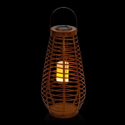 Discount ๐ Alpine Corporation Alpine 19" Solar Metal Cylindrical Lantern with Flickering LED Light Brown ๐ 4 Discount ๐ Alpine Corporation Alpine 19" Solar Metal Cylindrical Lantern with Flickering LED Light Brown ๐ - Image 2