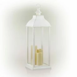 Hot Sale 🎉 Alpine Corporation Alpine 28" Candlelit Lantern with LED Lights White 💯 -Garden Decor Shop unnamed file 5040