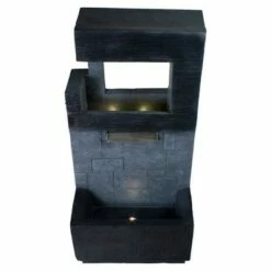 New π Northlight 35.5" Black and Gold Modern Outdoor Garden Water Fountain β