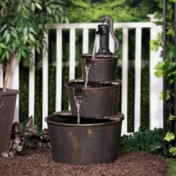 Promo π Alpine Corporation 40" Three Tier Pump and Barrels Fountain Brown π₯