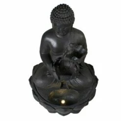 Flash Sale π Northlight 31.5" Black Buddha in a Flower Outdoor Garden Water Fountain π―