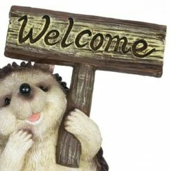 Best Pirce 🔔 8.27" Resin Welcome Sign Hedgehog Statue Pink - Exhart ⭐ -Garden Decor Shop unnamed file 529