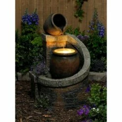 Cheap 🧨 John Timberland Rustic Outdoor Floor Water Fountain with Light LED 35" High Planter Box Cascading for Yard Garden Patio Deck Home ✔️ -Garden Decor Shop unnamed file 5295