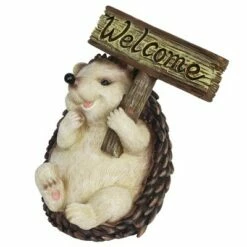 Best Pirce 🔔 8.27" Resin Welcome Sign Hedgehog Statue Pink - Exhart ⭐ -Garden Decor Shop unnamed file 533