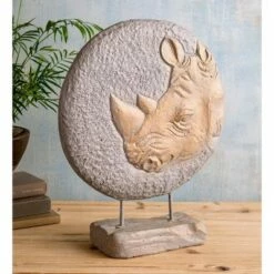 Brand new 💯 Wind & Weather Tabletop Round Rhinoceros 3-Dimensional Sculpture Décor 🧨