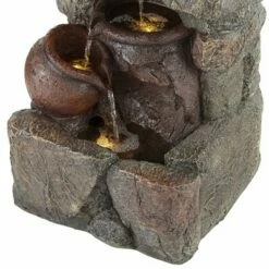 Promo 🎁 John Timberland Rustic Outdoor Floor Water Fountain with Light LED 32" High Pot and Rocks Cascading Yard Garden Patio Deck Home 🤩 -Garden Decor Shop unnamed file 5365