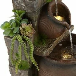 Best Pirce 🌟 John Timberland Rustic Outdoor Floor Water Fountain with Light LED 39 1/4" High Four Pot Cascading for Yard Garden Patio Deck Home 🎉 -Garden Decor Shop unnamed file 5372
