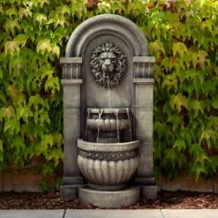 Outlet π John Timberland Roman Outdoor Floor Water Fountain with Light LED 50" High 2-Tier Lion Face for Yard Garden Patio Deck Home π₯°