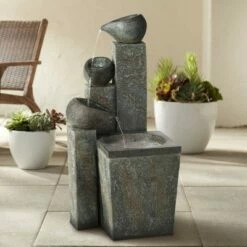 Brand new ⌛ John Timberland Asian Zen Outdoor Floor Water Fountain with Light LED 39" High Cascading for Yard Garden Patio Deck Home 😉