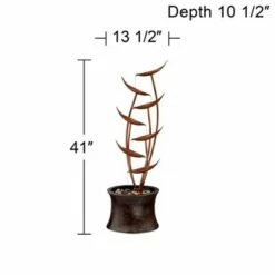 Promo 🛒 John Timberland Rustic Modern Outdoor Floor Water Fountain 41" High Cascading Leaves for Yard Garden Patio Deck Home ⌛ -Garden Decor Shop unnamed file 5451