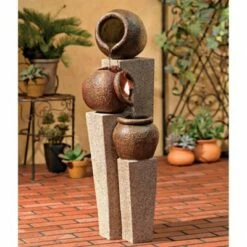 Top 10 😍 John Timberland Rustic Outdoor Floor Water Fountain 35 1/2" High Three Cascading Urn Pillar for Yard Garden Patio Deck Home 🥰