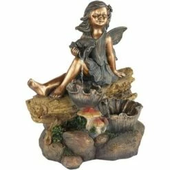 Promo 🛒 John Timberland Outdoor Cascading Water Fountain with Light LED 22" High Bronze Fairy Garden Patio Yard Deck Home Lawn Porch House 🥰 -Garden Decor Shop unnamed file 5477