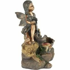 Promo 🛒 John Timberland Outdoor Cascading Water Fountain with Light LED 22" High Bronze Fairy Garden Patio Yard Deck Home Lawn Porch House 🥰 -Garden Decor Shop unnamed file 5478