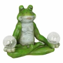 Discount 😍 10" Resin Solar Yoga Frog Holding 2 Glass Jars Garden Statue Green - Exhart 🔔 -Garden Decor Shop unnamed file 55