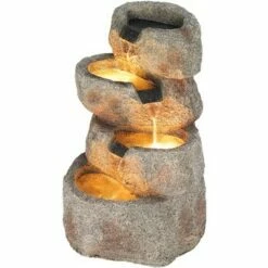 New 🛒 John Timberland Rustic Zen Outdoor Floor Water Fountain with Light LED 30" High Rock Waterfall for Yard Garden Home Patio Deck 👏 -Garden Decor Shop unnamed file 5580
