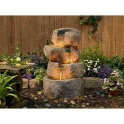 New 🛒 John Timberland Rustic Zen Outdoor Floor Water Fountain with Light LED 30" High Rock Waterfall for Yard Garden Home Patio Deck 👏 -Garden Decor Shop unnamed file 5582
