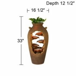 Best Pirce 🔔 John Timberland Rustic Outdoor Floor Water Fountain with Light 33" High Cascading Planter Urn for Yard Garden Patio Deck 🎉 -Garden Decor Shop unnamed file 5588