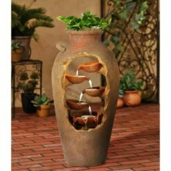 Best Pirce 🔔 John Timberland Rustic Outdoor Floor Water Fountain with Light 33" High Cascading Planter Urn for Yard Garden Patio Deck 🎉 -Garden Decor Shop unnamed file 5589
