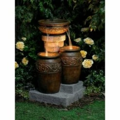 Brand new 🌟 John Timberland Tuscan Outdoor Floor Water Fountain with Light LED 31 1/2" High Cascading for Yard Garden Patio Deck Home 🌟 -Garden Decor Shop unnamed file 5595