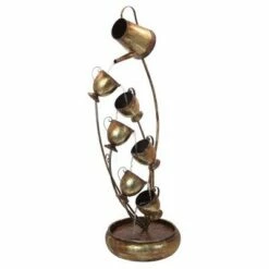 Buy 🌟 Garden Tea Party Cascading Metal Illuminated Sculptural Fountain - Acorn Hollow 😀