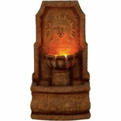 New ❤️ John Timberland Outdoor Wall Water Fountain with Light LED 37" High 2 Tiered Sun Face for Yard Garden Patio Deck Home ⌛ -Garden Decor Shop unnamed file 5610