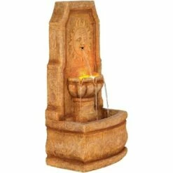 New ❤️ John Timberland Outdoor Wall Water Fountain with Light LED 37" High 2 Tiered Sun Face for Yard Garden Patio Deck Home ⌛ -Garden Decor Shop unnamed file 5611