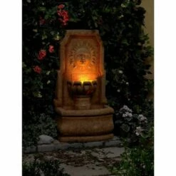 New ❤️ John Timberland Outdoor Wall Water Fountain with Light LED 37" High 2 Tiered Sun Face for Yard Garden Patio Deck Home ⌛ -Garden Decor Shop unnamed file 5614