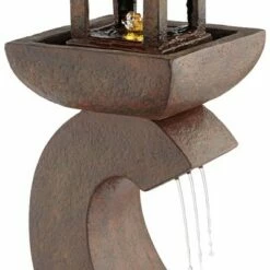 Outlet 🔔 John Timberland Japanese Outdoor Floor Fountain with Light LED 31" High Rust Garden Pagoda Patio Yard Deck Home Lawn Porch House ⭐ -Garden Decor Shop unnamed file 5650