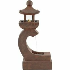 Outlet 🔔 John Timberland Japanese Outdoor Floor Fountain with Light LED 31" High Rust Garden Pagoda Patio Yard Deck Home Lawn Porch House ⭐ -Garden Decor Shop unnamed file 5651