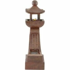 Outlet 🔔 John Timberland Japanese Outdoor Floor Fountain with Light LED 31" High Rust Garden Pagoda Patio Yard Deck Home Lawn Porch House ⭐ -Garden Decor Shop unnamed file 5652