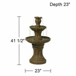 Outlet 😉 John Timberland Tuscan Outdoor Floor Water Fountain 41 1/2" High 3 Tier for Yard Garden Home Patio Deck Home ✨ -Garden Decor Shop unnamed file 5669