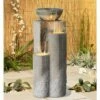 Deals ⭐ John Timberland Outdoor Floor Water Fountain 34 1/2" High Cascading Marble Finish Bowls LED for Garden Yard 🛒