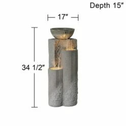 Deals ⭐ John Timberland Outdoor Floor Water Fountain 34 1/2" High Cascading Marble Finish Bowls LED for Garden Yard 🛒 -Garden Decor Shop unnamed file 5690