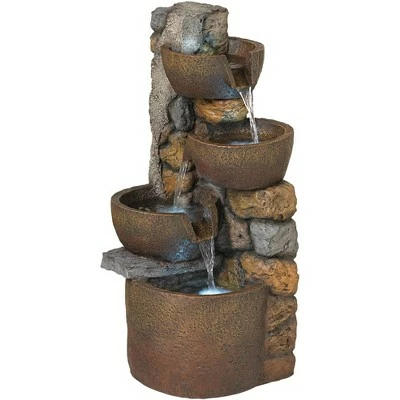 Hot Sale π₯ John Timberland Rustic Outdoor Floor Water Fountain with Light LED 29" High Cascading Urn for Yard Garden Patio Deck Home β€οΈ 5 Hot Sale π₯ John Timberland Rustic Outdoor Floor Water Fountain with Light LED 29" High Cascading Urn for Yard Garden Patio Deck Home β€οΈ - Image 3