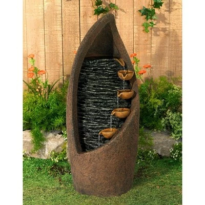 Hot Sale ✨ John Timberland Modern Rustic Outdoor Floor Water Fountain with Light LED 34 1/2" High Cascading for Yard Garden Patio Deck ✔️ 3 Hot Sale ✨ John Timberland Modern Rustic Outdoor Floor Water Fountain with Light LED 34 1/2" High Cascading for Yard Garden Patio Deck ✔️