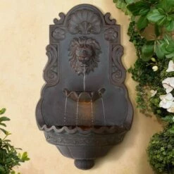 Wholesale ⭐ John Timberland Roman Outdoor Wall Water Fountain with Light 31 1/2" High Lion Head 2 Tiered for Yard Garden Patio Deck Home 🎁