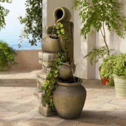 Wholesale 💯 John Timberland Rustic Floor Water Fountain Three Jugs Cascading 33" High Indoor Outdoor for Yard Garden Lawn 🤩