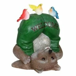 Buy ⭐ 10" Resin Solar Welcome Racoon With Birds Statue Green - Exhart 👍 -Garden Decor Shop unnamed file 581