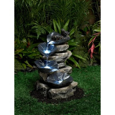 Best deal π€© John Timberland Rustic Outdoor Floor Water Fountain with Light LED 21" High Cascading Lily Pads for Yard Garden Patio Deck Home β 6 Best deal π€© John Timberland Rustic Outdoor Floor Water Fountain with Light LED 21" High Cascading Lily Pads for Yard Garden Patio Deck Home β - Image 4